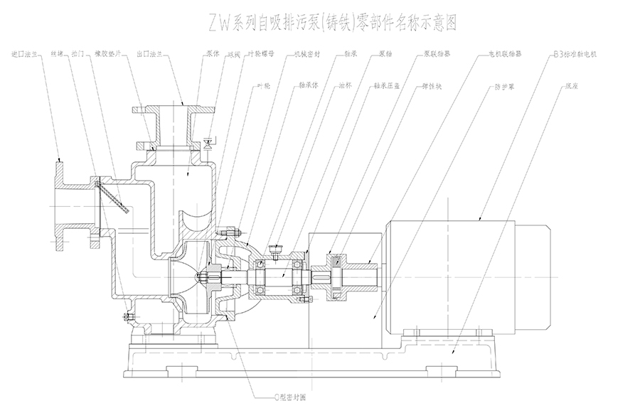 自吸排污泵ZW系列结构